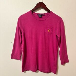 Ralph Lauren Sport Women’s Cotton 3/4 Sleeve Tee Top Pink